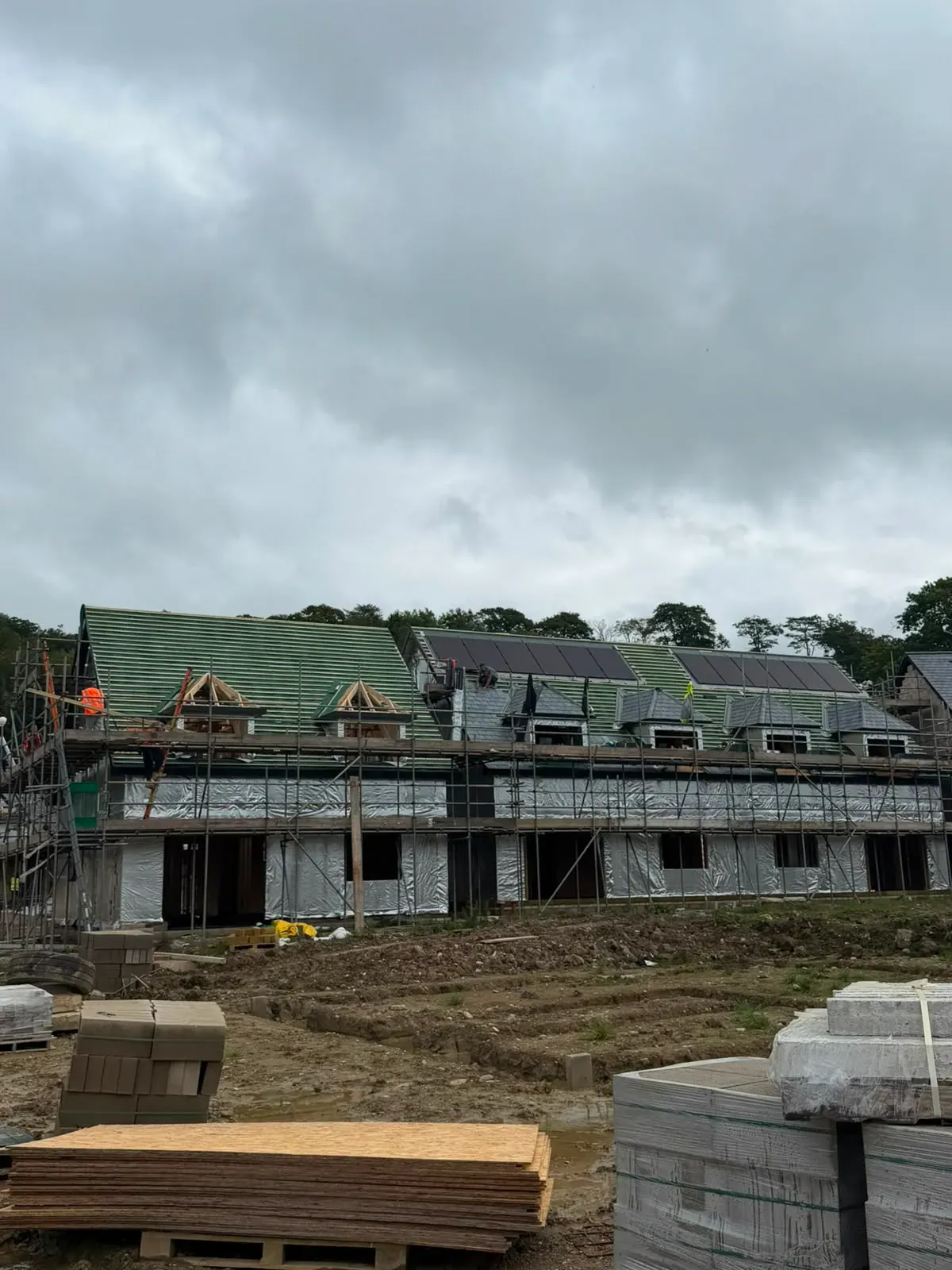 New pitched roof construction with treated battens and dormers on a residential property in Worcester